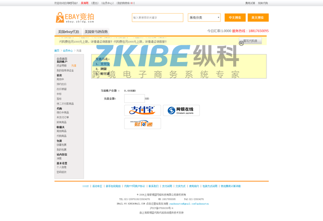 eBay代拍系统-充值页面